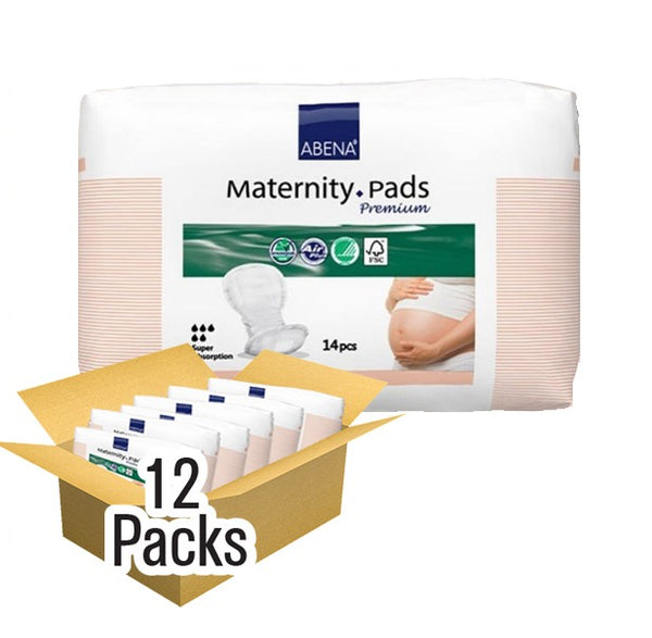 Serviettes maternité Abena - Carton de 12 paquets (168 unités)
