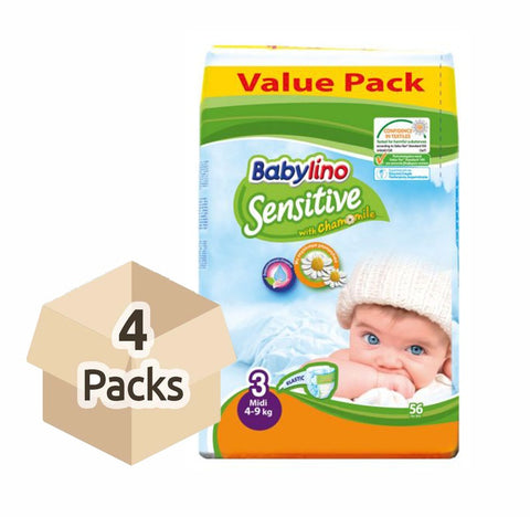 Couche bébé - BABYLINO Taille 3 - Carton de 4 paquets (224 units)
