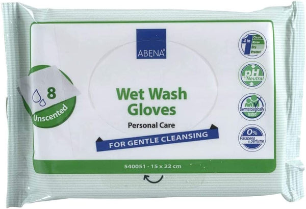 Abena Gants de Toilette humides - Carton de 6 paquets 48 unités