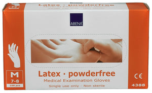 ABENA Lot de 100 gants jetables en latex (sans poudre) Taille M