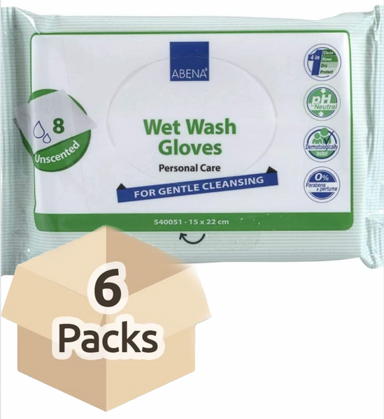 Abena Gants de Toilette humides - Carton de 6 paquets 48 unités