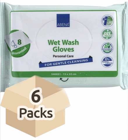 Abena Gants de Toilette humides - Carton de 6 paquets 48 unités